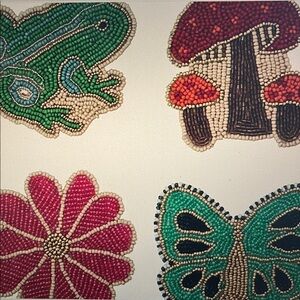 🆕4-Pack Beaded Assorted Nature Coasters Butterfly 🦋/Frog 🐸/Mushroom 🍄/Flower🌺